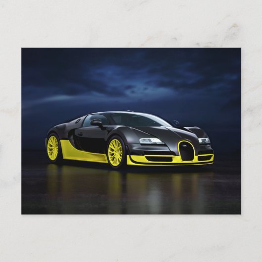 Black and Yellow Sports Car Postcard Briefkaart (Voorkant)