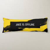 Black and Yellow, White Text, Offline Lichaamskussen (Voorkant)