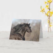 Black Andalucian Headshot Mane Fans Kaart (Gele Bloem)