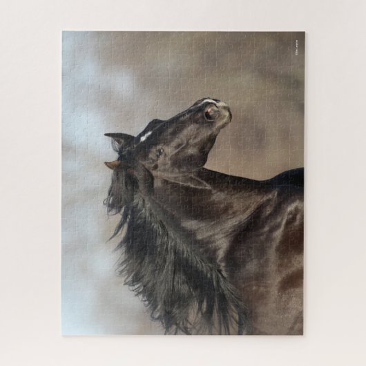 Black Andalucian Headshot Mane Fans Legpuzzel (Verticaal)