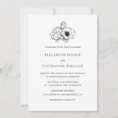 Black  Anemones Floral Wedding Invitation Kaart (Voorkant)