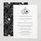 Black Anemones Floral Wedding Invitation Kaart (Voorkant / Achterkant)