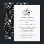 Black  Anemones Floral Wedding Invitation Kaart<br><div class="desc">Een elegante en klassieke trouwuitnodiging met klassieke typografie met anemonen illustratie en patroon. Deze uitnodiging voor een bloemetjesbruiloft maakt deel uit van een bruiloft collectie,  er zijn overeenkomende objecten en andere kleuren beschikbaar.</div>