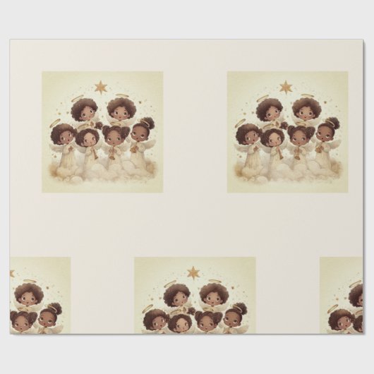 Black Angel Christmas Choir Wrapping Paper 1 Cadeaupapier (Vlak)