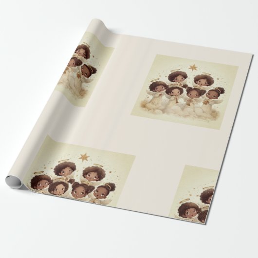 Black Angel Christmas Choir Wrapping Paper 1 Cadeaupapier (Uitgerold)