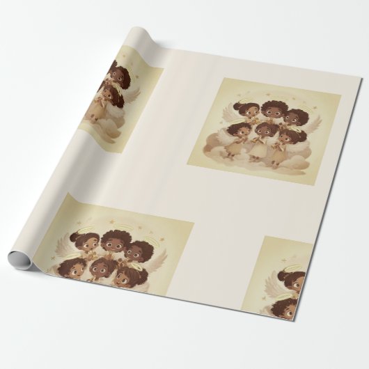 Black Angel Christmas Choir Wrapping Paper 2 Cadeaupapier (Uitgerold)