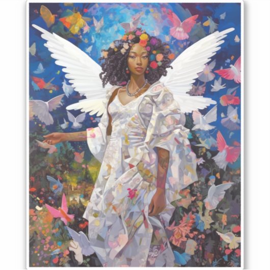 Black Angel Fantasy Art Sticker (Voorkant)