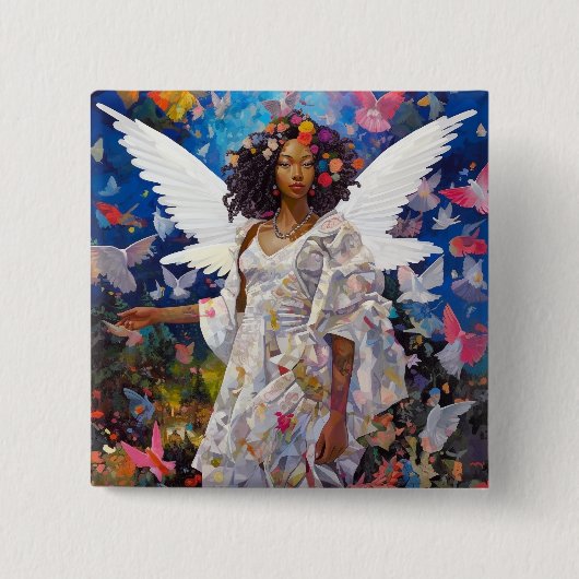 Black Angel Fantasy Art Vierkante Button 5,1 Cm (Voorkant)