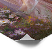 Black Angel Goddess Art Print: Roze Gouden Bloemen Poster (Hoek)