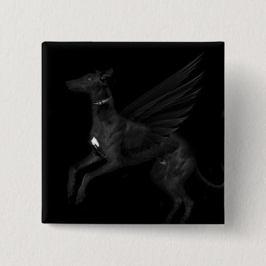 Black Angel Greyhound Vierkante Button 5,1 Cm (Voorkant)