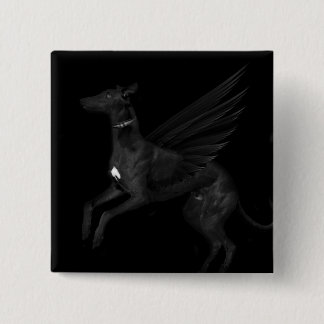 Black Angel Greyhound Vierkante Button 5,1 Cm