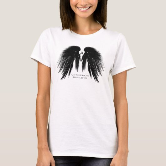 BLACK ANGEL WINGS Front Monogram T-shirt (Voorkant)