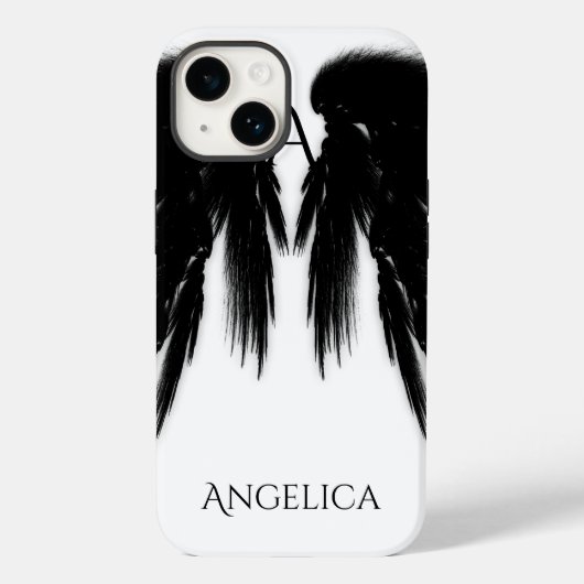 BLACK ANGEL WINGS Monogram Case-Mate iPhone Case (Achterkant)
