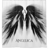 Black Angel Wings Monogram Douchegordijn (Voorkant)