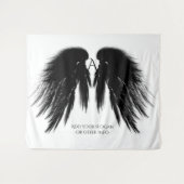 BLACK ANGEL WINGS Monogram Horizontale Tapestry Wandkleed (Voorkant (horizontaal))