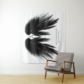 BLACK ANGEL WINGS Monogram Horizontale Tapestry Wandkleed (In situ)