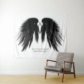 BLACK ANGEL WINGS Monogram Horizontale Tapestry Wandkleed (In Situ (horizontaal))