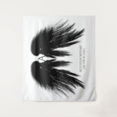 BLACK ANGEL WINGS Monogram Horizontale Tapestry Wandkleed (Voorkant)