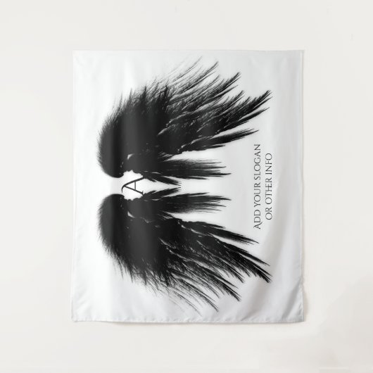 BLACK ANGEL WINGS Monogram Horizontale Tapestry Wandkleed (Voorkant)