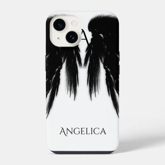 BLACK ANGEL WINGS Monogram iPhone Hoesje (Achterkant)