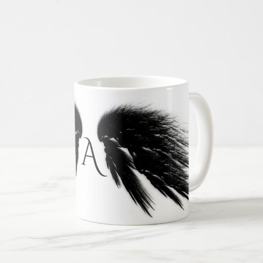 BLACK ANGEL WINGS Monogram Koffiemok (Voorkant rechts)