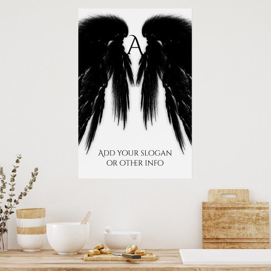 BLACK ANGEL WINGS Monogram Poster (Keuken)