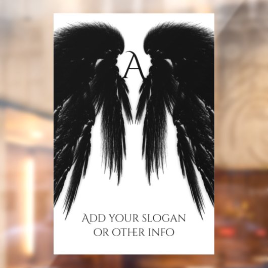 BLACK ANGEL WINGS Monogram Raamsticker (Vel 2)