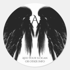 BLACK ANGEL WINGS Monogram Ronde Sticker