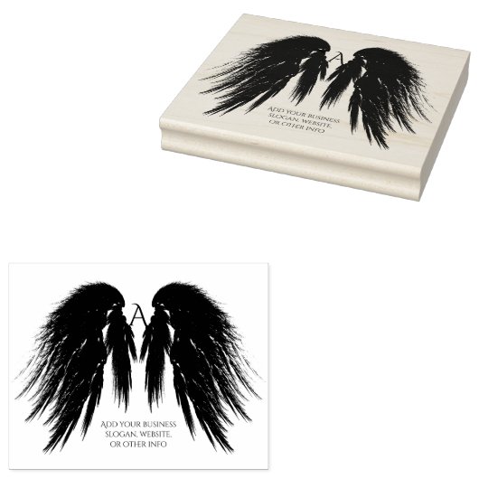 BLACK ANGEL WINGS Monogram Rubberstempel (Gestempeld)