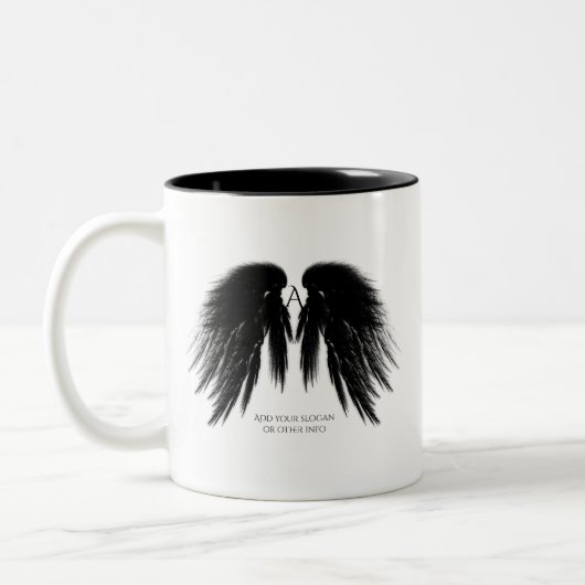 BLACK ANGEL WINGS Monogram Tweekleurige Koffiemok (Links)
