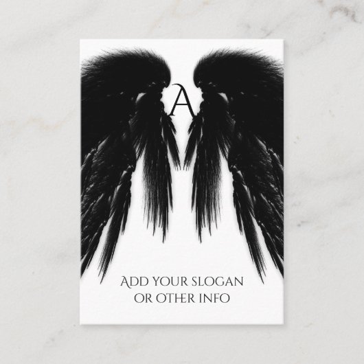 BLACK ANGEL WINGS Monogram Visitekaartje (Voorkant)