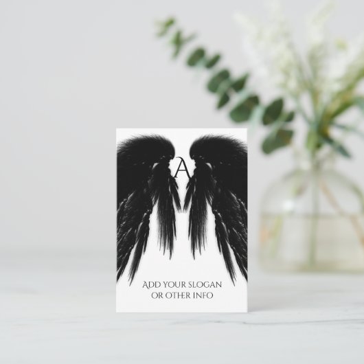 BLACK ANGEL WINGS Monogram Visitekaartje (Staand voorkant)