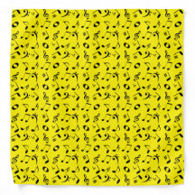 Black Angled Muzieknoten Pattern on Yellow