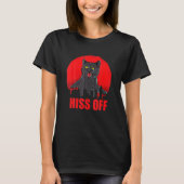 Black Angry Cat Hiss off Meow Cat T-shirt (Voorkant)