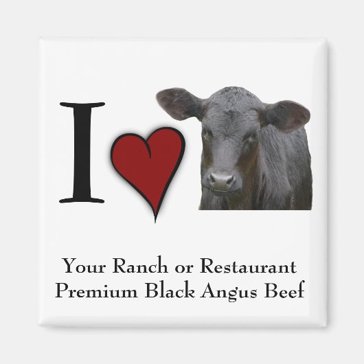 Black Angus Beef - Ik hou van hartontwerp Magneet (Voorkant)
