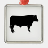 Black Angus Bull Metalen Ornament (Voorkant)