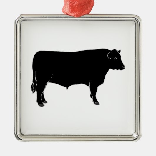 Black Angus Bull Metalen Ornament (Voorkant)
