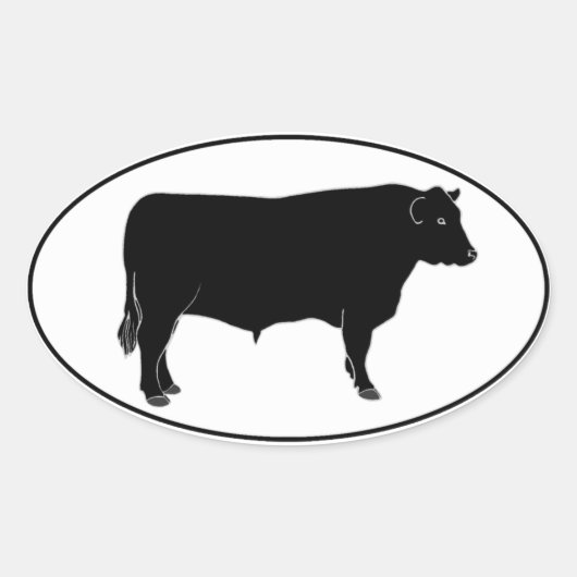 Black Angus Bull Ovale Sticker (Voorkant)