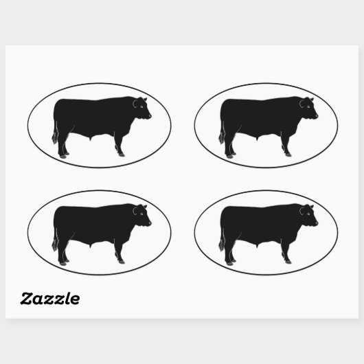 Black Angus Bull Ovale Sticker (Vel)