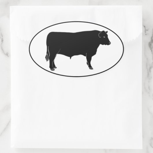 Black Angus Bull Ovale Sticker (Tas)