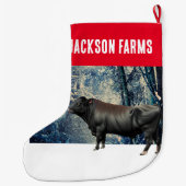 Black Angus Bull Winter Grote Kerstsok (Achterkant)