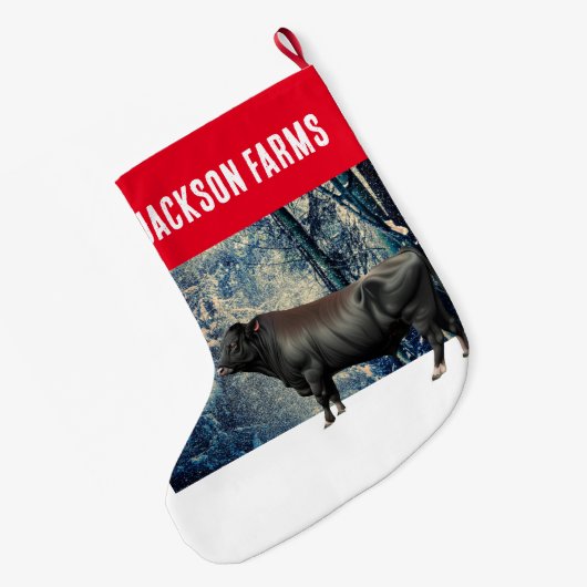 Black Angus Bull Winter Grote Kerstsok (Achterkant (Hangend))