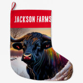 Black Angus Bull Winter Grote Kerstsok (Voorkant)