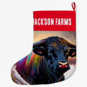 Black Angus Bull Winter Grote Kerstsok (Achterkant)