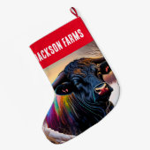 Black Angus Bull Winter Grote Kerstsok (Achterkant (Hangend))