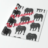 Black Angus Bulls en Red Santa Hat met Kerstmis Cadeaupapier (Uitgerold)