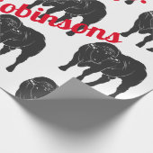 Black Angus Bulls en Red Santa Hat met Kerstmis Cadeaupapier (Hoek)