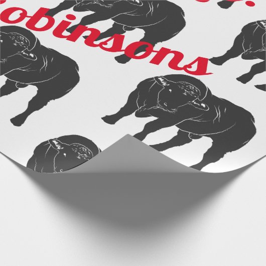 Black Angus Bulls en Red Santa Hat met Kerstmis Cadeaupapier (Hoek)