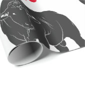 Black Angus Bulls en Red Santa Hat met Kerstmis Cadeaupapier (Rol Hoek)