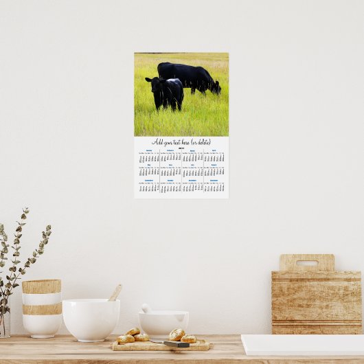 Black Angus in Yellow Grass 2011 muurkalender Poster (Keuken)